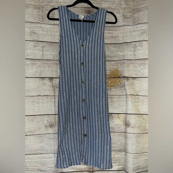 🤎3/$10 Caution To The Wind Blue and White Striped Dress - Picture 1 of 4